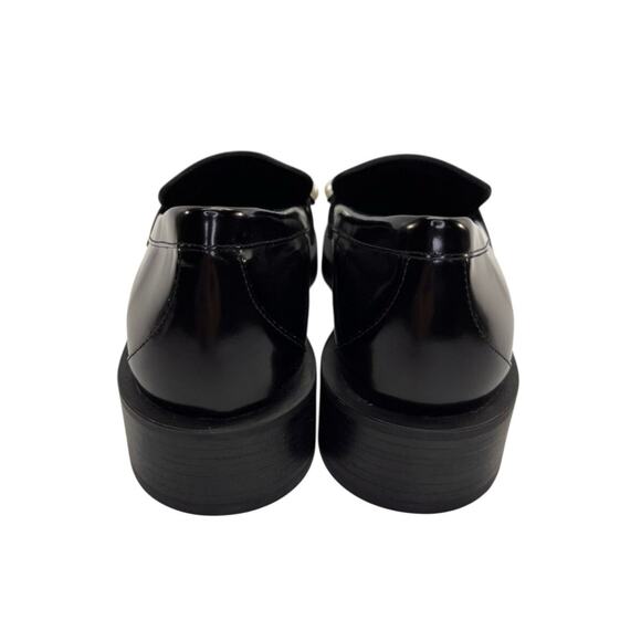 Stuart Weitzman Portia Bold Loafers Black Leather w Pearl Detail Size 8.5 Spain - Picture 10 of 14